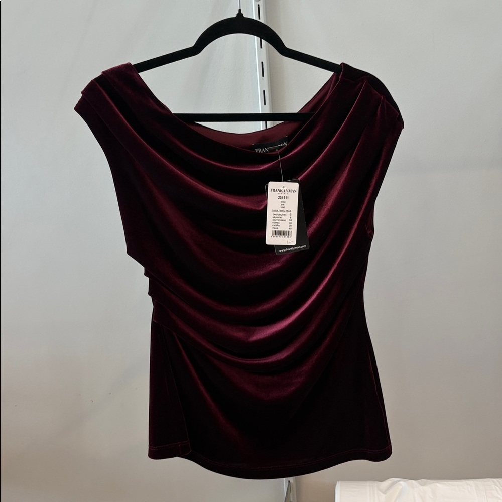 Frank Lyman Design Burgundy Velvet Blouse